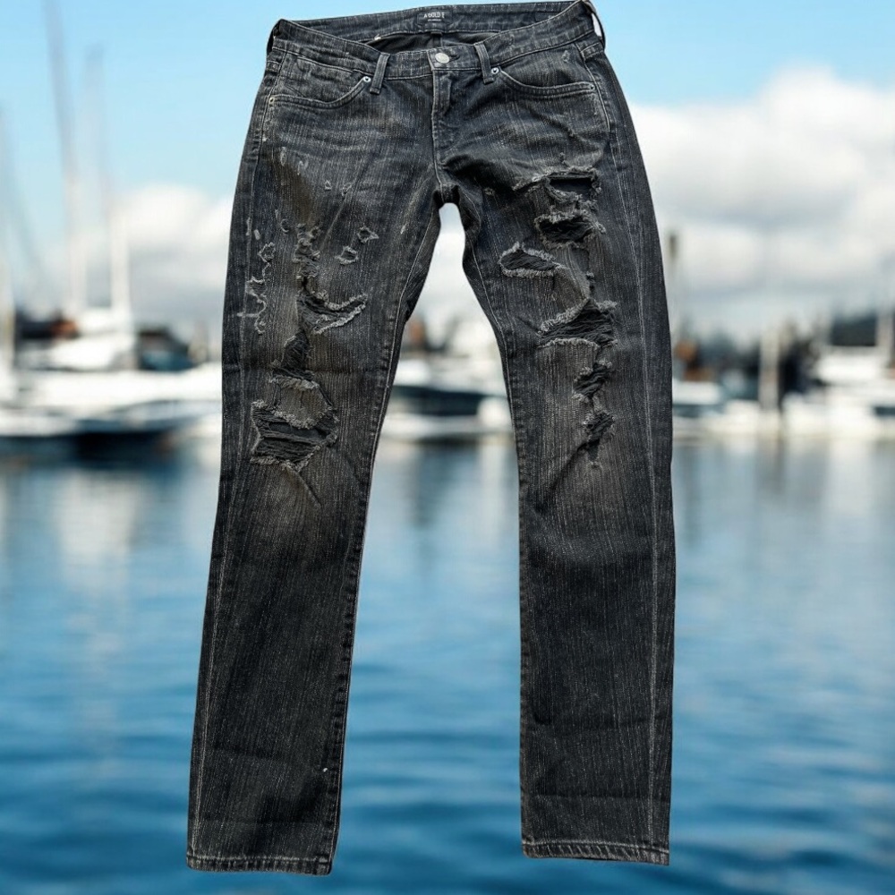 A.Gold.E Distressed Skinny Jeans Black Gray‎ Women’s Size 27 Made in USA